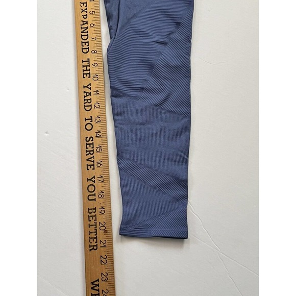 PELOTON•Women XS• Athletic Leggings Pants Blue Gray Cropped Ribbed Textured LOGO - Picture 6 of 6